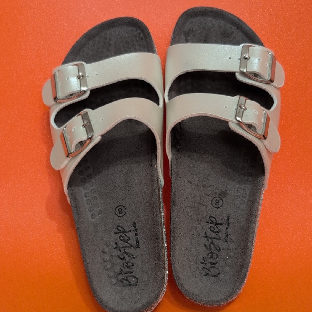 Biostep Women's Cream Sandals with Buckle Straps